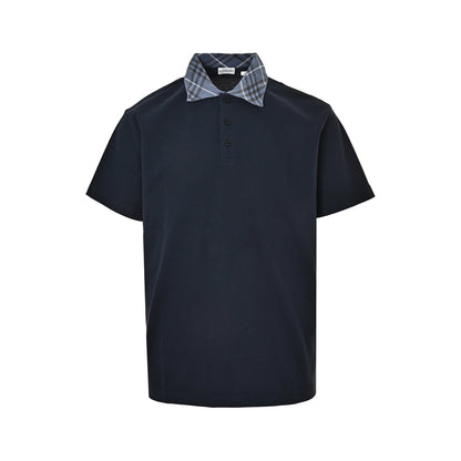 Burberry plaid stitching Polo short sleeves