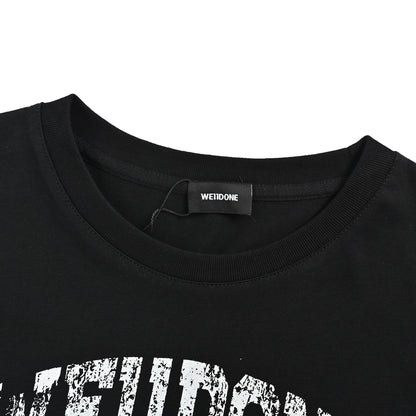 We11 Done W LOGO distressed letter short sleeves