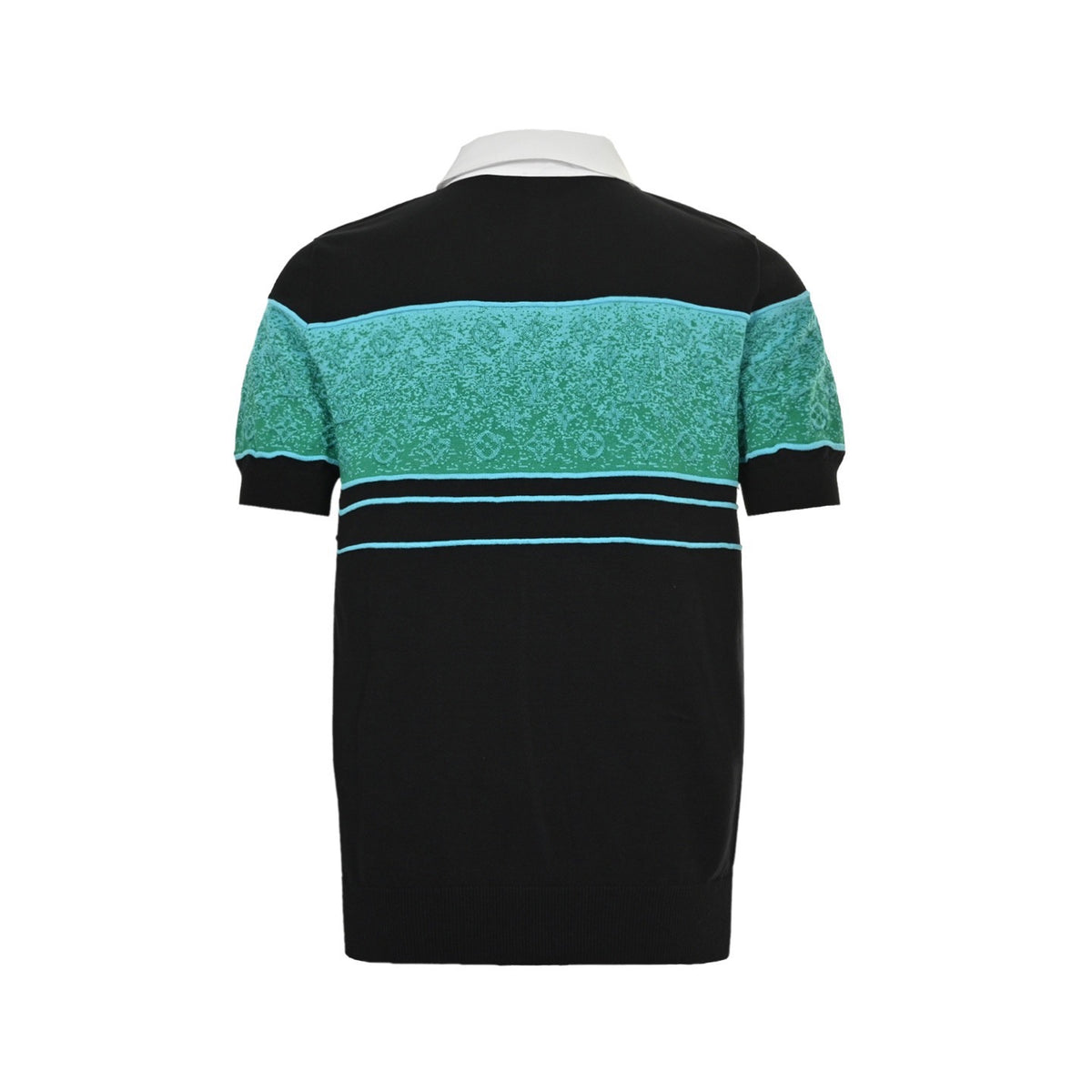Louis Vuitton 25ss gradient old flower jacquard color block knitted Polo short sleeves