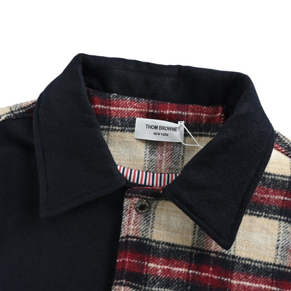 Thom Browne/Thom Brown patchwork plaid four-bar baseball jacket