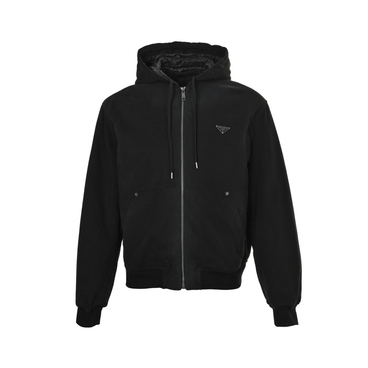 Prada 25Fw triangle logo hooded cotton jacket