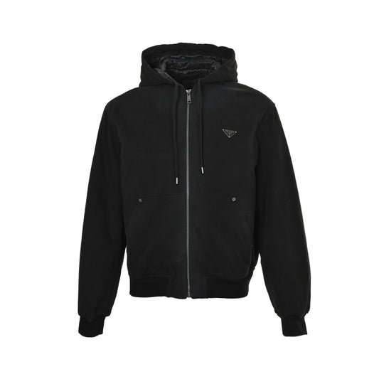 Prada 25Fw triangle logo hooded cotton jacket