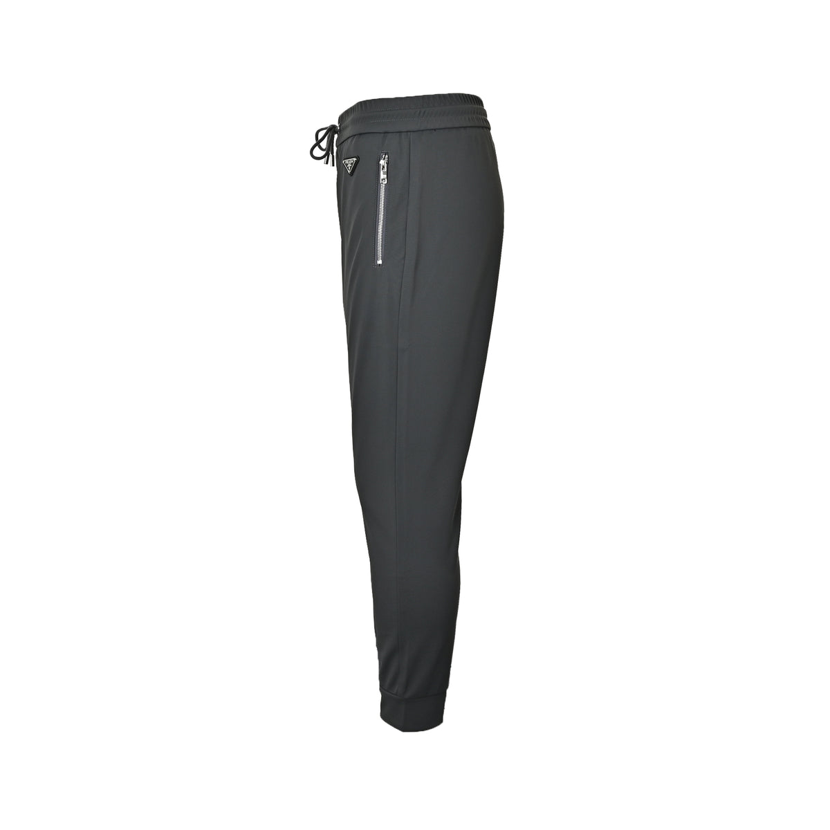 Prada triangle logo red tape trousers