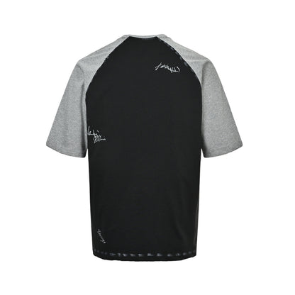 Balenciaga 26ss signature letter print splicing short sleeves