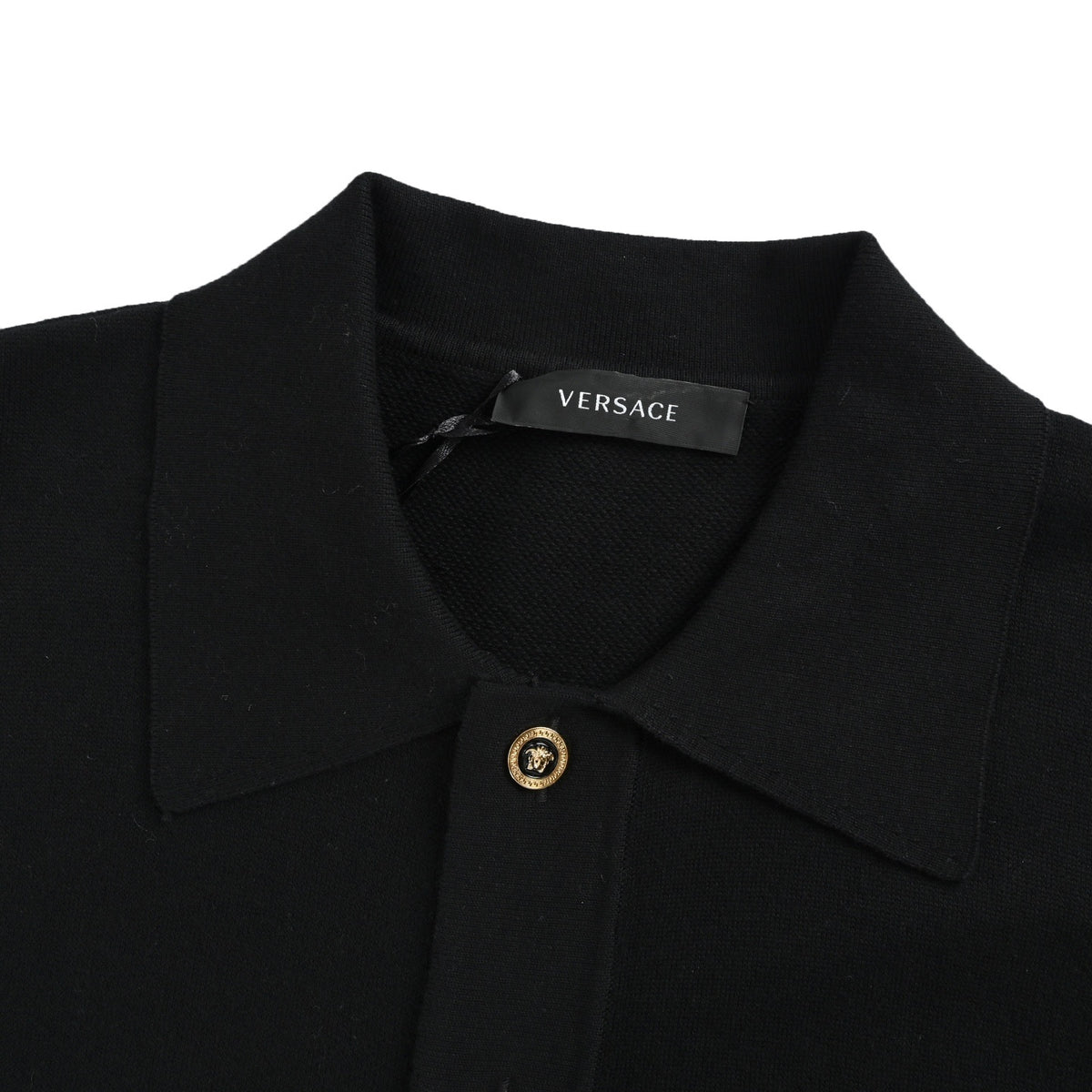 VERSACE gold button ribbed edge knitted cardigan