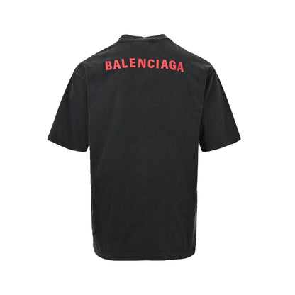 Balenciaga 26ss embroidered logo short sleeves on front and back