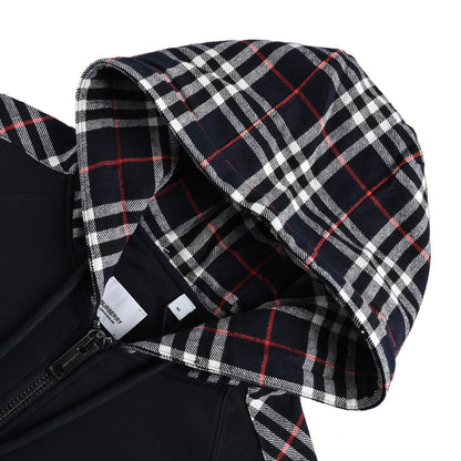 Burberry 20Fw embroidered TB plaid splicing zipper sweatshirt jacket