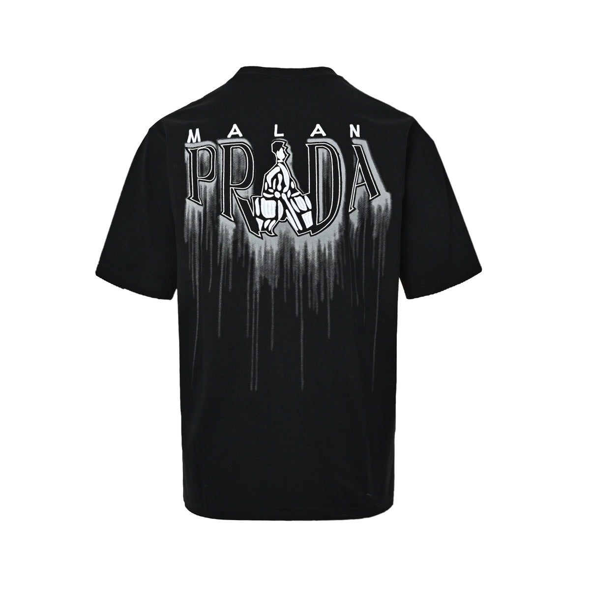 Prada villain and back patch splash ink embroidered short sleeves