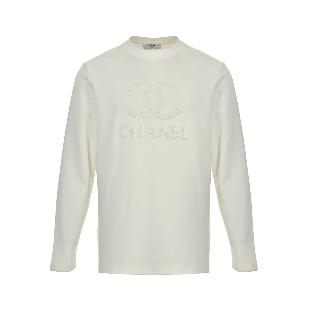 Chanel 25Fw dark pattern double C large logo three-dimensional embroidery long-sleeved T-shirt