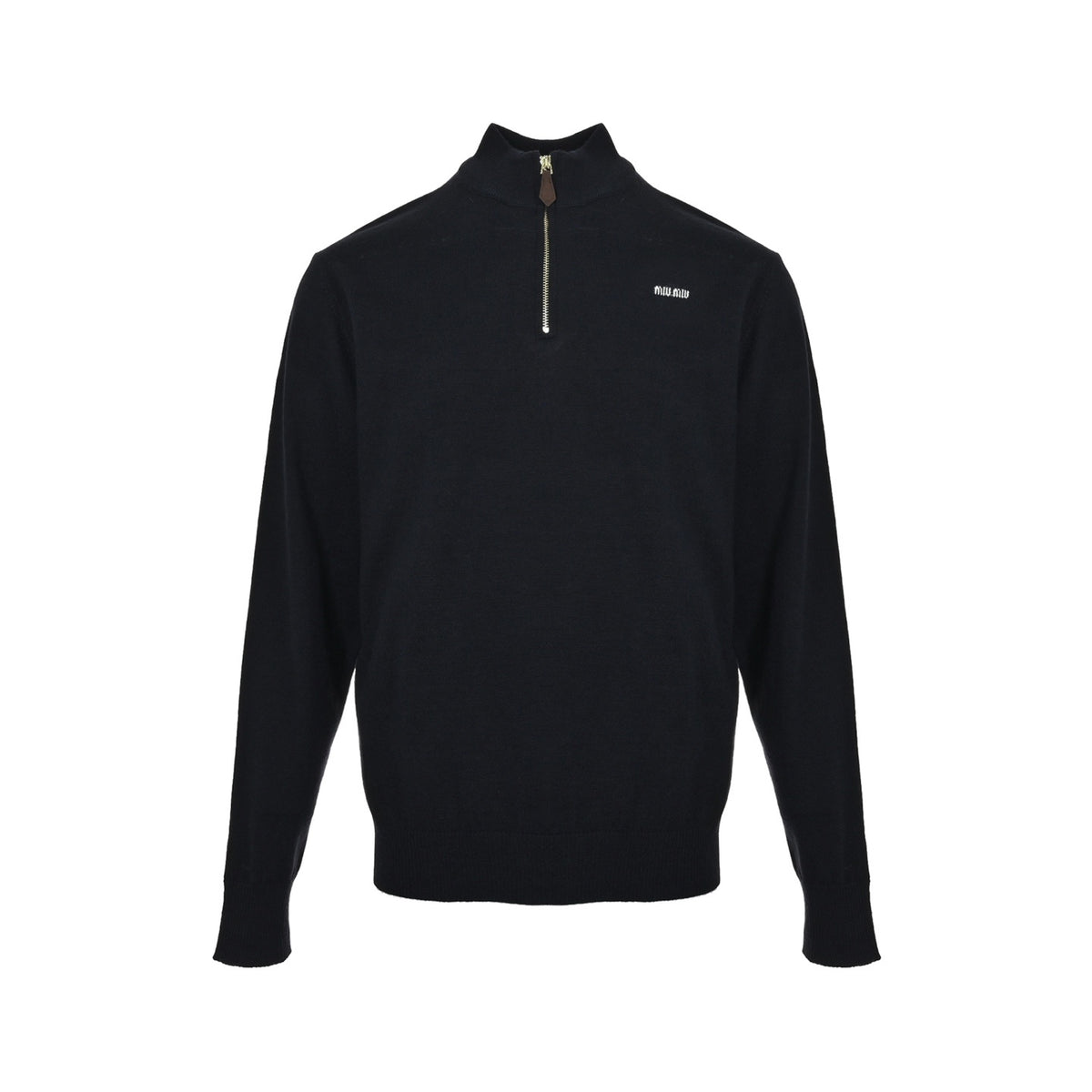 Miu Miu small print half-zip stand-up collar sweater