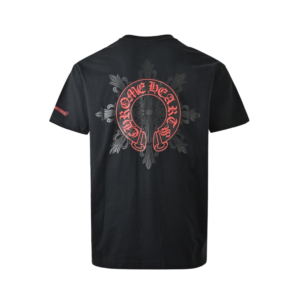 CHROME HEARTS/Chrome Heart Cross Flower Print Short Sleeve Black