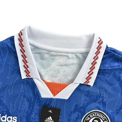 Adidas BAPE joint flame pattern Polo short sleeves