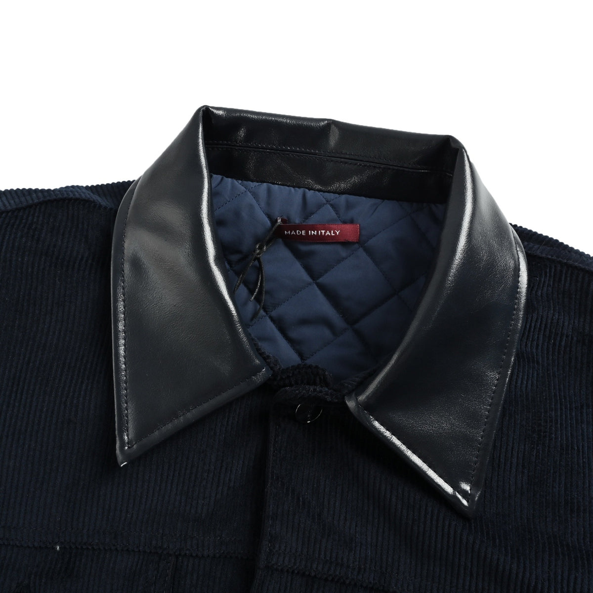 Gucci embroidered leather collar three-pocket velvet corduroy jacket