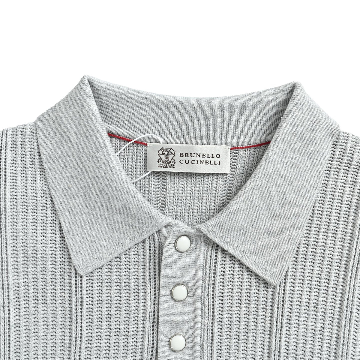 BRUNELLO CUCINELLI BC Pearl Button British Thread Knitted Polo Short Sleeve
