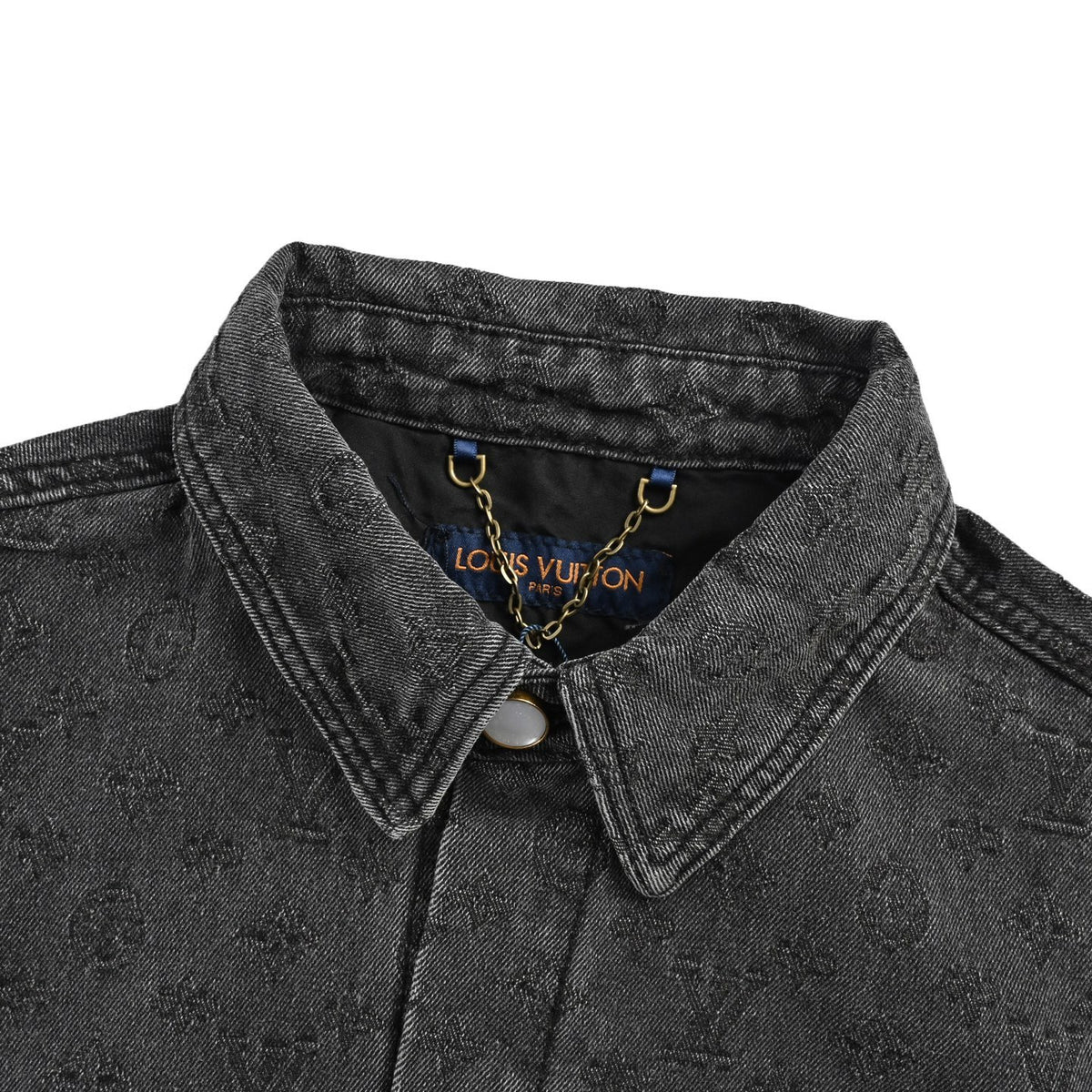 Louis Vuitton 26ss dark pattern presbyopia suit denim short-sleeved shirt