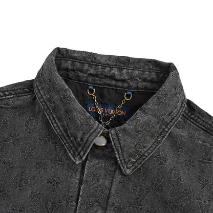 Louis Vuitton 26ss dark pattern presbyopia suit denim short-sleeved shirt