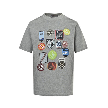 Louis Vuitton 26ss multi-label badge embroidery printed short sleeves