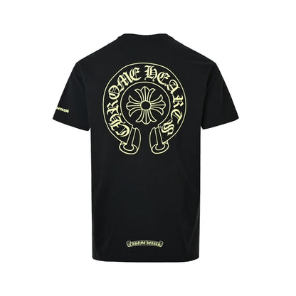 Chrome Hearts/Chrome Heart Pocket Yellow Sanskrit Scroll Print Short Sleeve