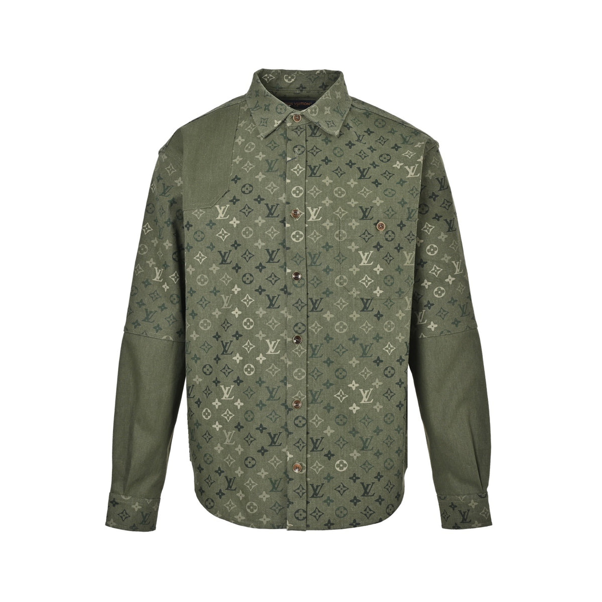 Louis Vuitton green all-over printed work shirt jacket
