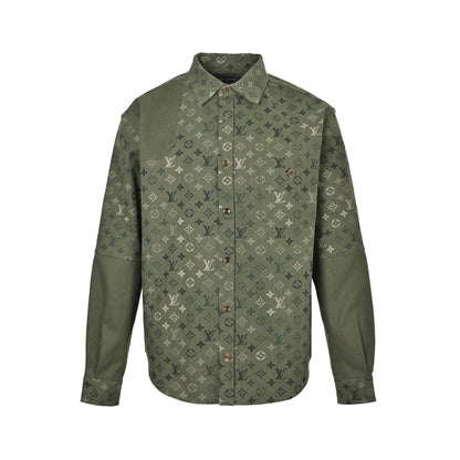Louis Vuitton green all-over printed work shirt jacket