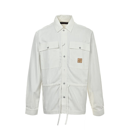 Louis Vuitton leather label printed shirt jacket