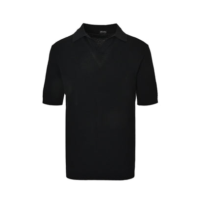 ZEGNA/ Zegna seagull collar knitted Polo short sleeves