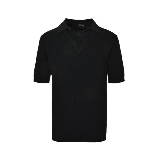 ZEGNA/ Zegna seagull collar knitted Polo short sleeves
