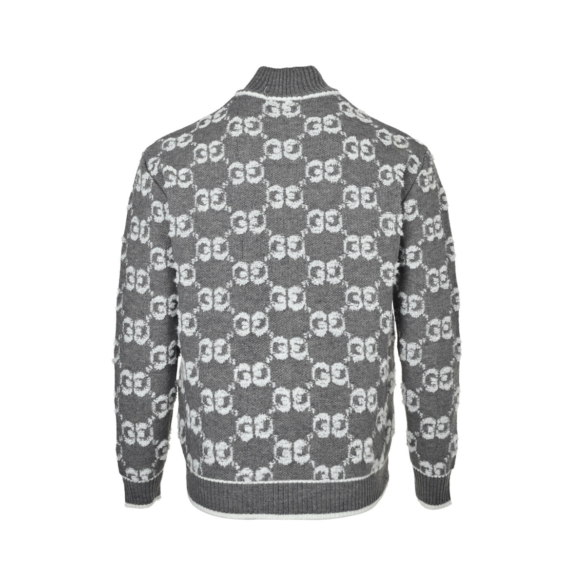 Gucci 25ss all-over jacquard logo zipper cardigan sweater