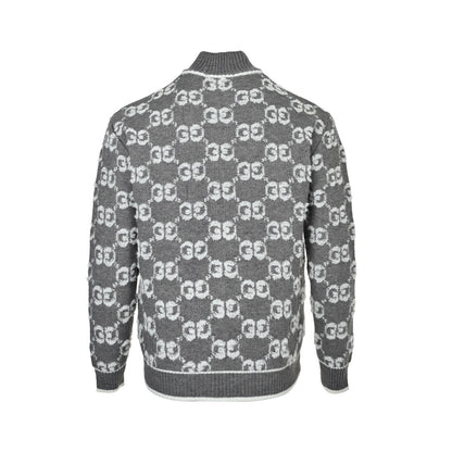 Gucci 25ss all-over jacquard logo zipper cardigan sweater