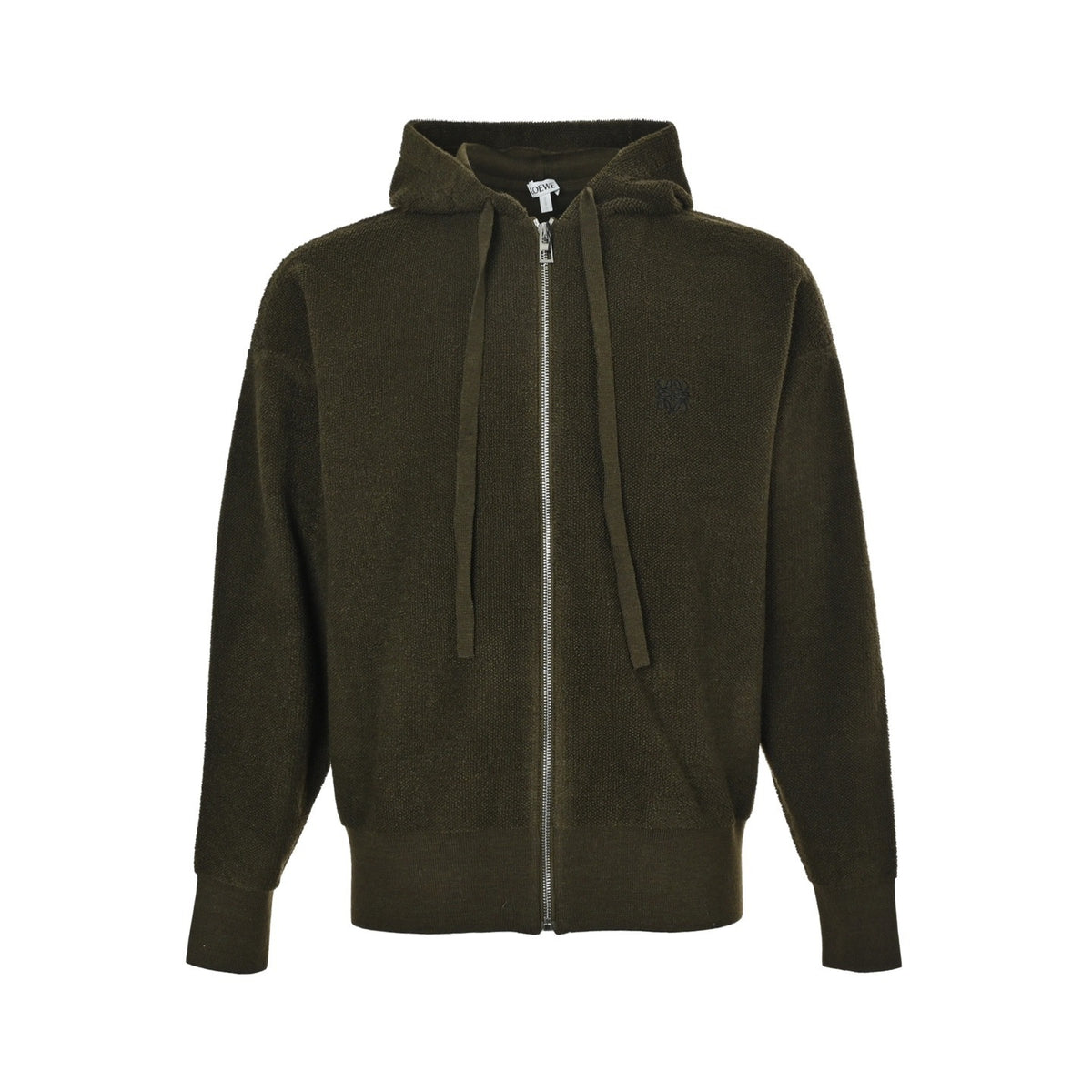 Loewe 25Fw logo embroidered zipper hooded sweater jacket