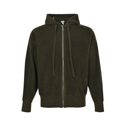Loewe 25Fw logo embroidered zipper hooded sweater jacket