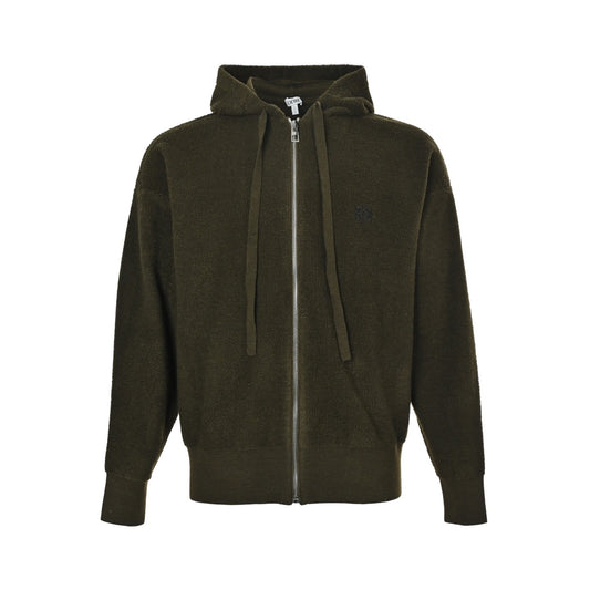 Loewe 25Fw logo embroidered zipper hooded sweater jacket
