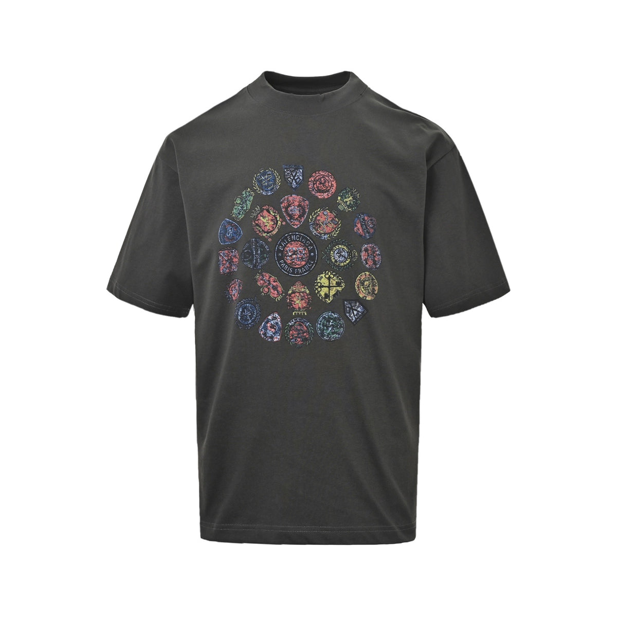 Balenciaga/Balanciaga 26ss badge printed distressed short sleeves