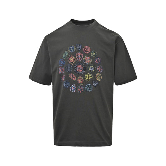 Balenciaga/Balanciaga 26ss badge printed distressed short sleeves
