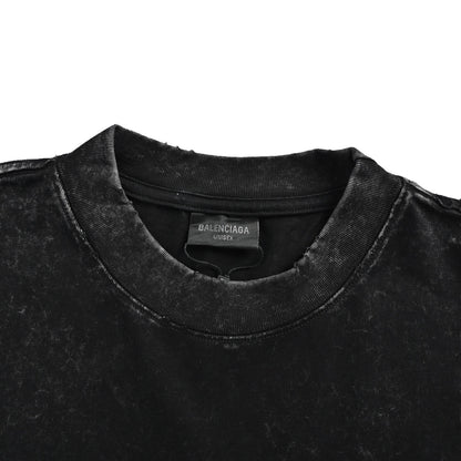 Balenciaga hot diamond milk tea cup distressed washed short sleeves