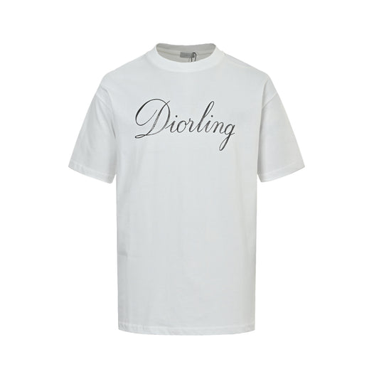Dior 26ss signature letter printed short sleeves