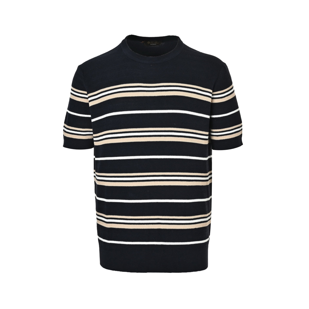 Loro Piana LP horizontal striped knitted wool short sleeves