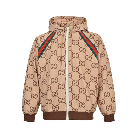 Gucci 25Fw all-over printed GG red and green ribbon suit jacket