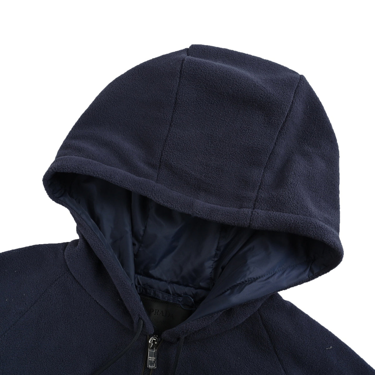 Prada polar fleece drawstring hooded jacket (navy blue)