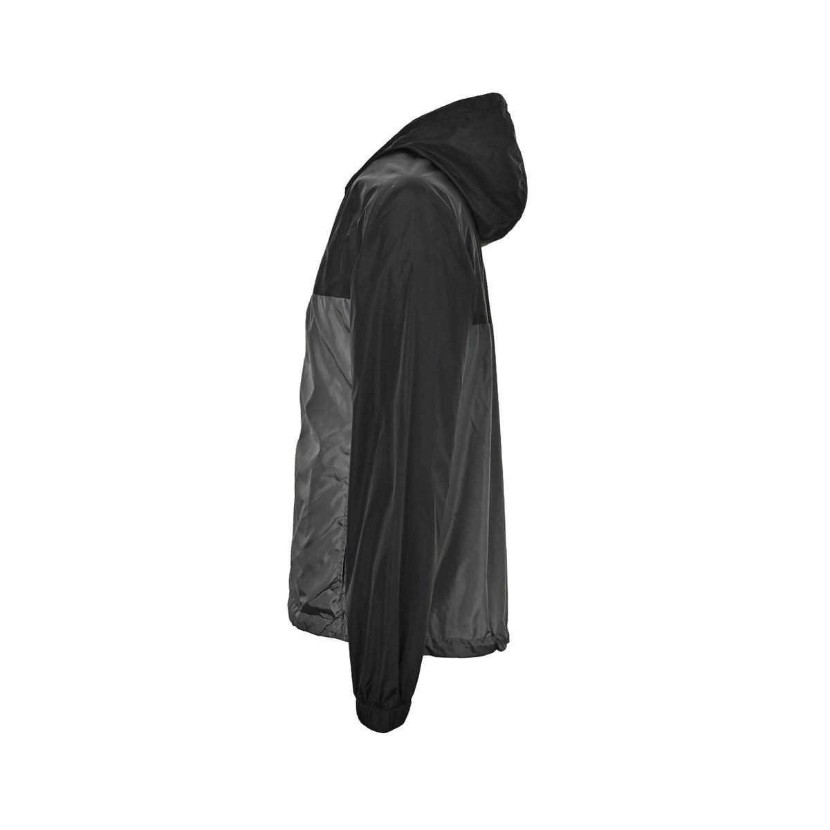 Prada regenerated nylon black and gray patchwork hooded jacket