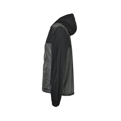 Prada regenerated nylon black and gray patchwork hooded jacket