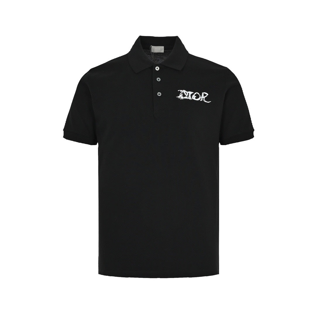 Dior 22ss embroidered cloud letters Polo short sleeves