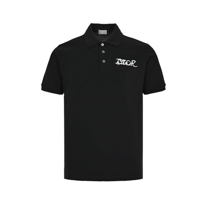 Dior 22ss embroidered cloud letters Polo short sleeves