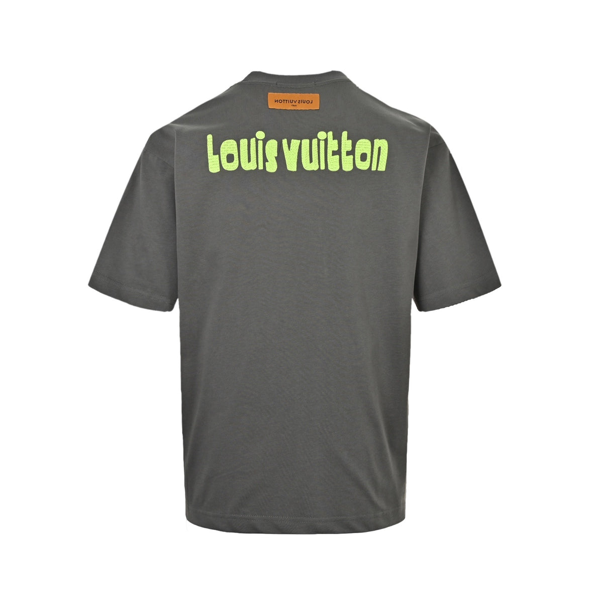 Louis Vuitton 26ss fluorescent green embroidered letter short sleeves