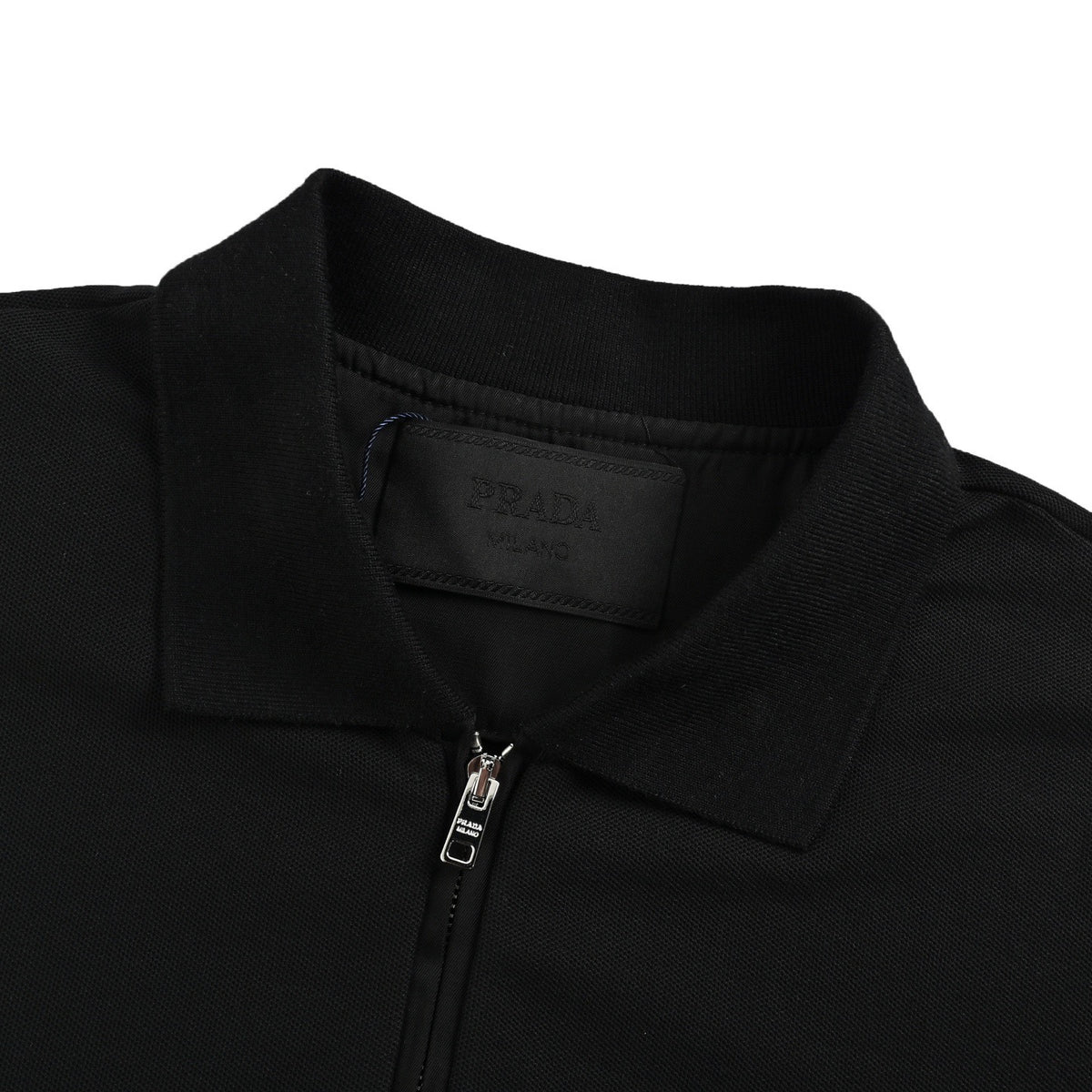 Prada 25ss triangle half zipper Polo short sleeves