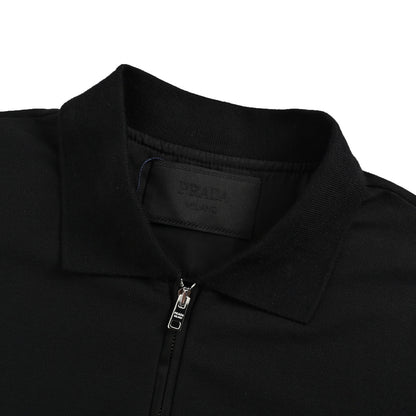 Prada 25ss triangle half zipper Polo short sleeves