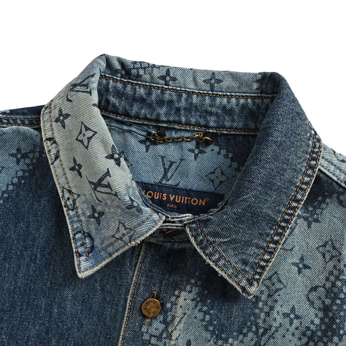 Louis Vuitton pixel stitching denim short-sleeved shirt