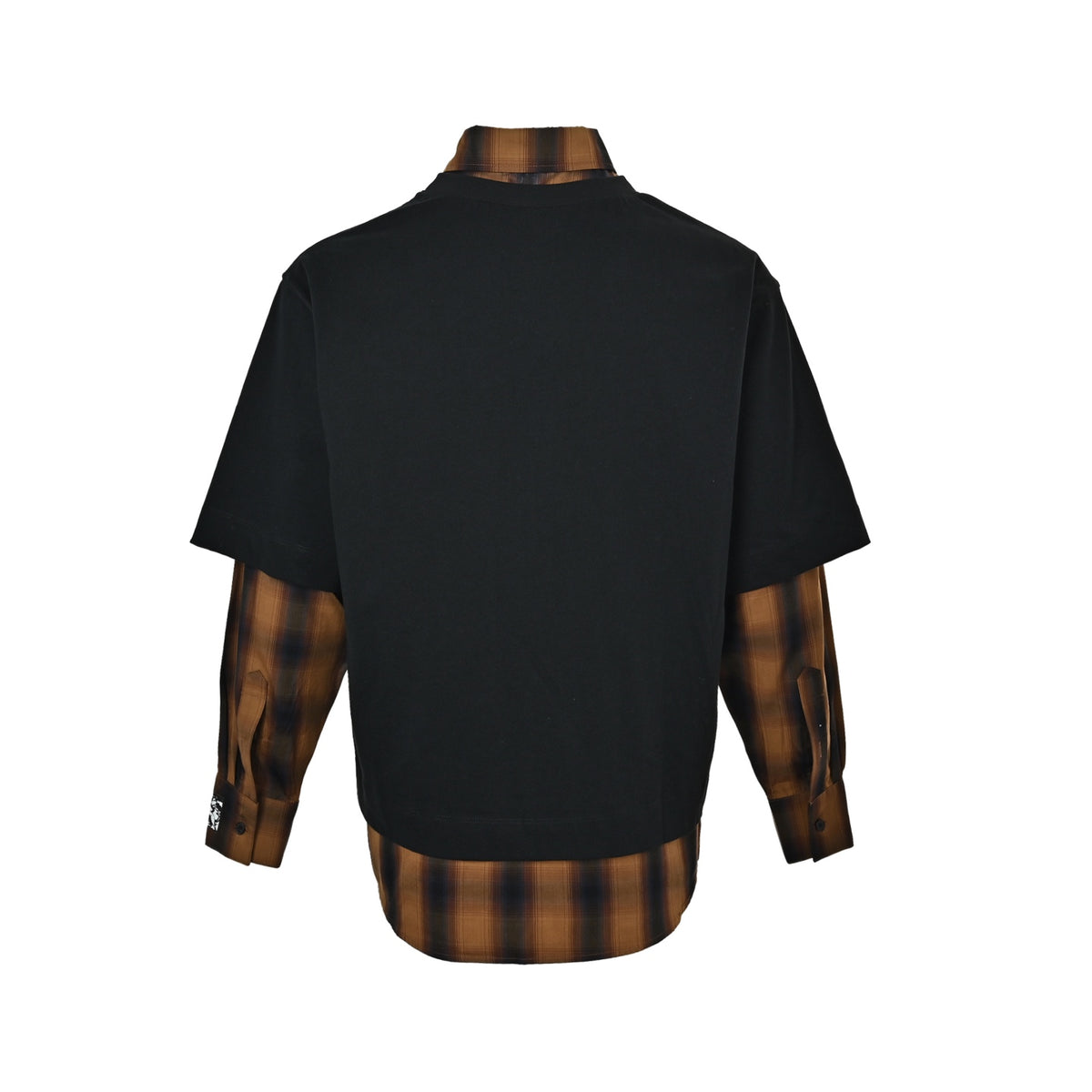 We11 Done black and brown plaid genuine two-piece long-sleeved shirt