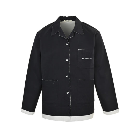 MiuMiu/Miu Miu 25Fw fake two-layer lapel knitted cardigan