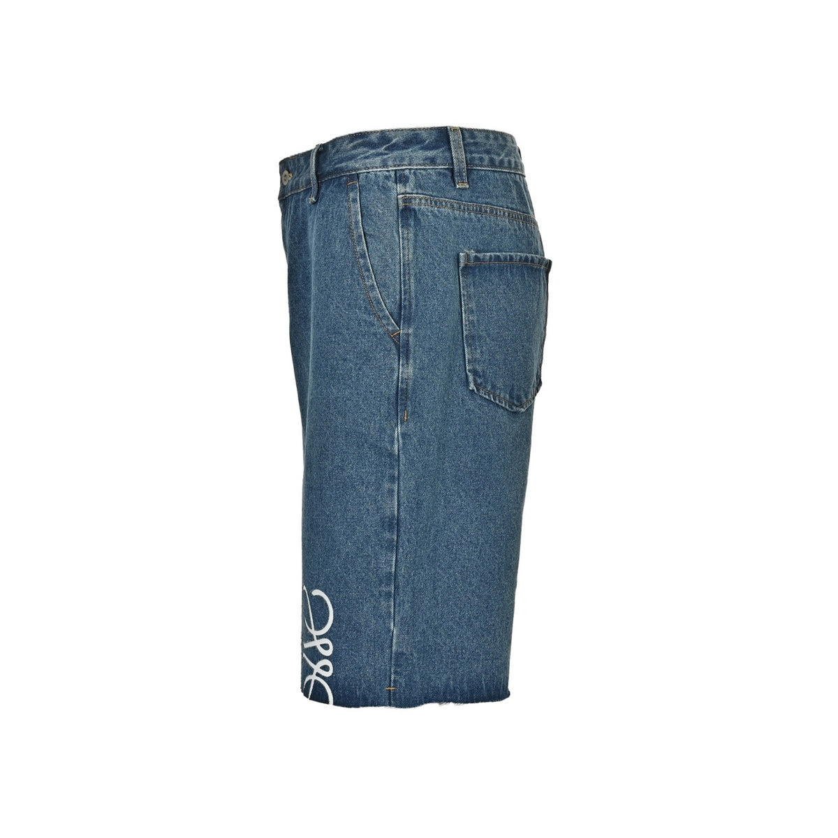 Loewe/Luoyiwei Anagram semi-embroidered denim denim shorts